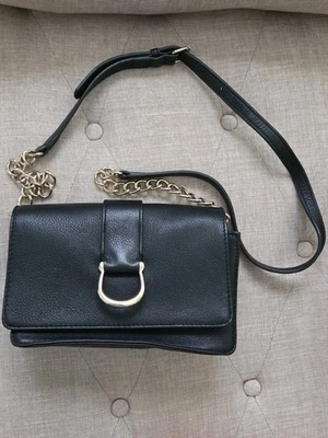TALBOTS Crossbody Shoulder Bag Black Pebbled Leather Purse Zip and Flap Closure - Image 1 of 4