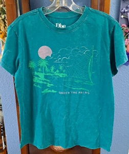 Doe Unisex S Green Tie-Dye "Under The Palms" Graphic T-Shirt Crew Neck NWOT - Picture 1 of 6