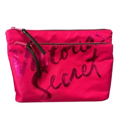 Bolso de Maquillaje Victorias Secret Doble Bolsillo Cierre de Cremallera Forro Negro Foto 1 de 4