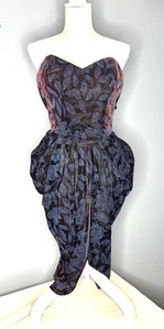 Vintage Old Hollywood Glam Strapless Cocktail Party Prom Dress Basque Waist Hips - Picture 1 of 20