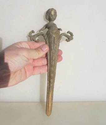 Victorian Brass Furniture Ormolu Hardware Mount Cherub Head Antique Gold Gilt - Image 1 of 4