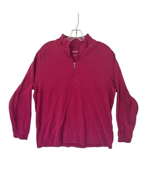 Vintage Blair Quarter Zip Sweater Women's XL Pink Ribbed Cotton Blend - Image 1 of 4