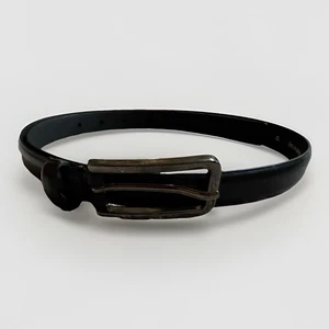 Elie Tahari Womens BLACK Leather Belt Skinny Thin Size 12 35"x 3/4" NWOT - Picture 1 of 10