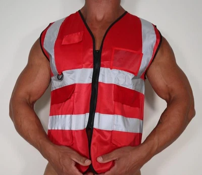 RED REFLECTIVE VEST SIZE LARGE - Image 1 of 4