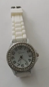 Genf Strass weißes Band wasserdichte Armbanduhr ungetestet #N25 - Bild 1 von 7