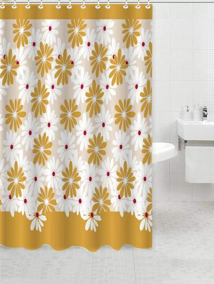 Cortina de baño de ducha lavable duradera de tela de microfibra floral, 83003 Foto 1 de 1
