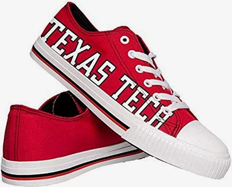 TEXAS TECH RAIDERS NCAA MEN'S SNEAKER SZ 10 RED BIG LOGO CANVAS CHUCK STYLE NIB Cover