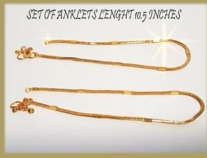 Traditional Bollywood costume Gold Anklets Indian Payal studded/ diamonds - Picture 1 of 4