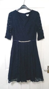 Untold Navy Lace Diamonte Embellished Occasion Midi Dress Size 12 - Picture 1 of 11