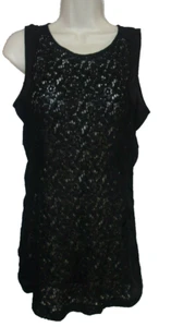 Paper Crane Womens Size M Black Sleeveless Open Lace Tank Top Cover Shirt  - Picture 1 of 6