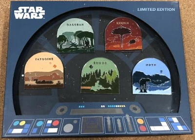 Disney Star Wars Original Trilogía Planetas Ubicaciones LE 1000 Pin Set de 5 Foto 1 de 3