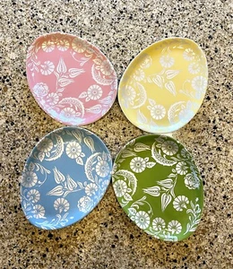 Pottery Barn "PLATOS DE HUEVO DE PASCUA" Patrón Floral Ensalada Postre Aperitivo Juego de 4 - Imagen 1 de 8