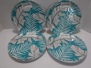 Tommy Bahama Green With Floral Design 100% Melamine 9" Salad Plates Set Of 6 NEW - Picture 1 of 5