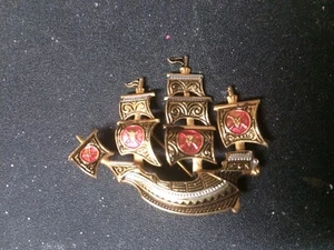 Vintage Pirate Ship Metal Brooch Pin Made In Spain - Picture 1 of 4