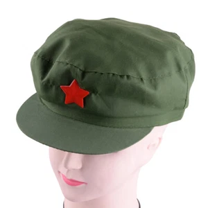 China Army Red Star Cap Chairmen Mao Canvas Red Soldier Communist Party Hat - Picture 1 of 3