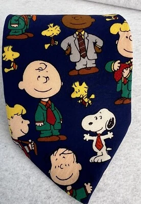 Винтажный галстук Peanuts «Счастье — это классный галстук» Snoopy Charlie Brown - Изображение 1 из 4