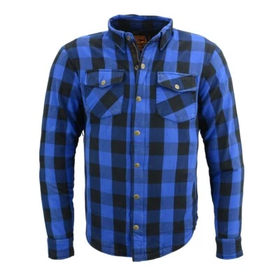 Men's Motorcycle Lightweight Biker Flannel Waterproof Checkered Jacket Shirt - Image 1 of 4