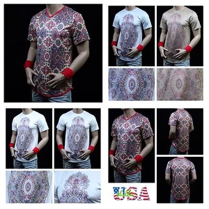 Men's Long T-Shirt Extended Shirt V-Neck Crew Neck Casual Hipster Vintage Unisex - Picture 1 of 5