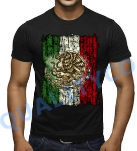 Schwarzes T-Shirt Distressed mexikanische Flagge Mexiko Biest Fußball Biker Muskelshirt - Bild 1 von 2