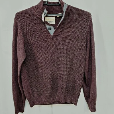 Weatherproof Original 4 Button Pull On Sweater Sz L Mottled Purple Ribbed Waist Foto 1 de 4