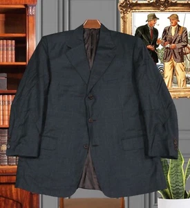 VINTAGE CANALI 42R SPORT COAT BLAZER GRAY GLEN PLAID 100% 120'S WOOL ITALY - Picture 1 of 15