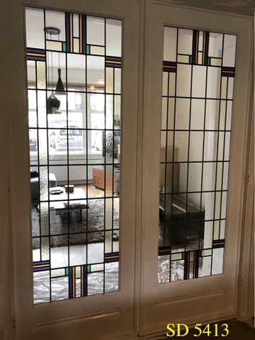 Stained Glass interior Pocket Doors 36" x 80" x 13/8 Solid wood Cover