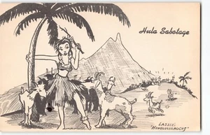 WWII era Laszlo's Hula Girl Comic Ser. 1942 Hawaii Romance Postcard Military -H3 - Picture 1 of 4