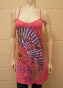 Christian Audigier Braided Spaghetti Tank Dress Rhinestones Pink (S) NEW   - Picture 1 of 4