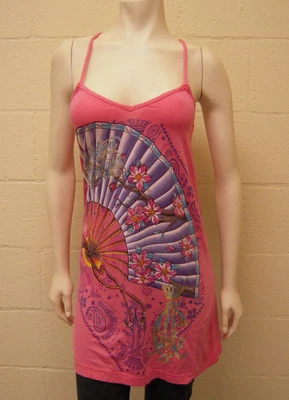 Christian Audigier Braided Spaghetti Tank Dress Rhinestones Pink (S) NEW   - Image 1 of 4