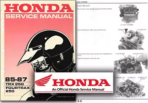 Honda TRX250 FOURTRAX Service Manual 1985 1986 1987 Shop Workshop FACTORY TRX - Picture 1 of 2