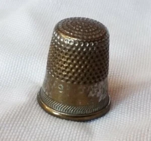 Collectible Antique Sewing Thimble Sliver Plated Brass Marked With #9 - Picture 1 of 6