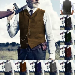 Braun Herren Jagd Tweed Weste Herringbone Vintage Wolle Hochzeit Retro Anzug++ - Bild 1 von 27