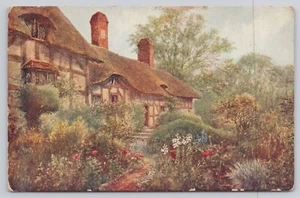 Cartolina acquerello Inghilterra Stratford-on-Avon Anne Hatheway Cottage serie Salom - Foto 1 di 2