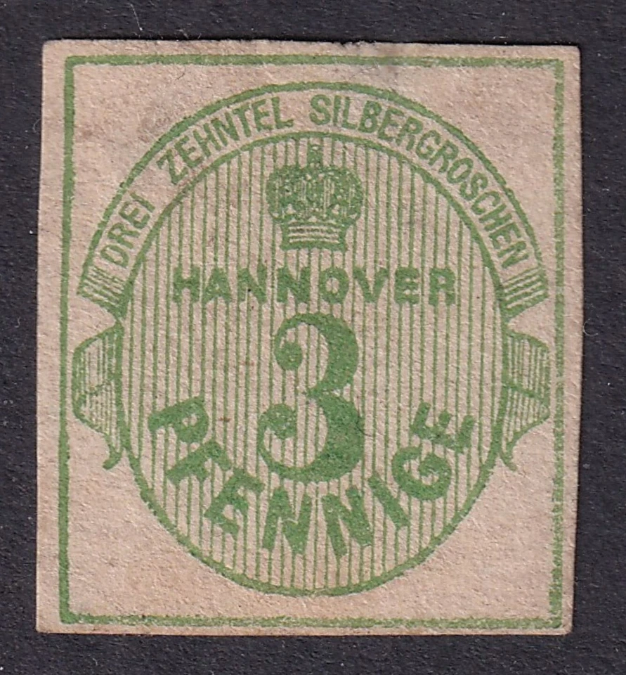 HANOVER 1863 Numeral 3pf Yellow-Green SG 34 Mint no gum - Image 1 of 2