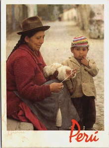 Postal Campesina Hilando Campesina Perú Vintage BS.28 - Imagen 1 de 2