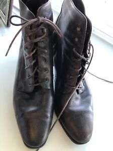 Vintage Brown Leather Tamaris Lace up Boots with Heel Size 40