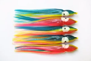 Faldas pulpo calamar Hoochie 10/PK calidad superior para plataformas de cebo 4,5" - payaso - Imagen 1 de 1