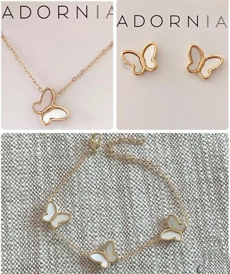 Adornia 14K Gold Plated Mother-of-Pearl Butterfly Necklace, Earrings or Bracelet - Image 1 of 2