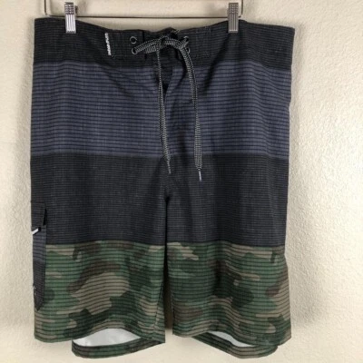 Pantalones Cortos de Tabla Ocean Current Para Hombre Grandes Negros Gris Rayas Camuflados Surfista Natación Foto 1 de 4