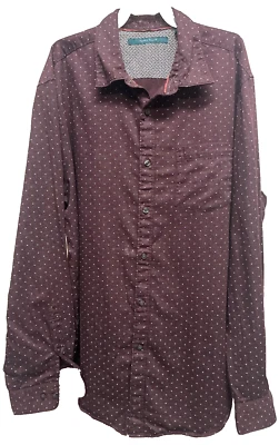 Perry Ellis Mens Maroon Speckled Long Sleeve Cap Sleeve Button Down Shirt Size L - Image 1 of 4
