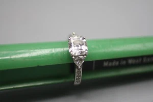 White CZ 925 Asscher Cut Statement Ring  Sz 7 - Picture 1 of 7