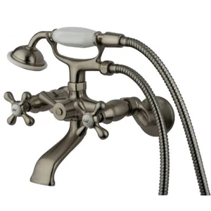Kingston Brass KS265SN Clawfoot Tub Wall Mount Faucet, Brushed Nickel - Picture 1 of 8