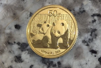 Panda China BU 2010 1/10 OZ oro brillante sin circular en sello original como nuevo Foto 1 de 4