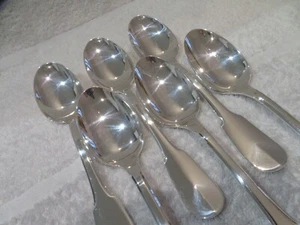 Vintage 1990 silver-plated 6 soup spoons Christofle Cluny 20,6cm few used - Picture 1 of 12