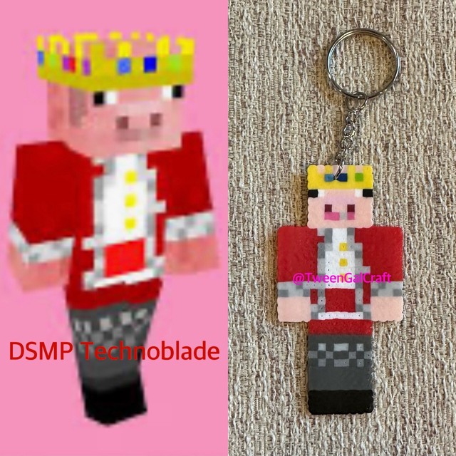 Dream SMP Sapnap Minecraft Skin Perler Keychain DSMP MYCT