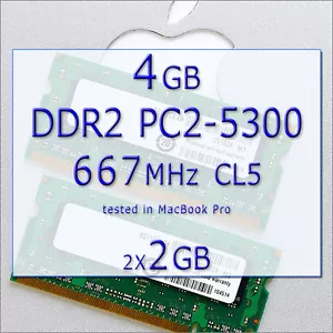 4GB Ram APPLE Mac MacBook/Pro/mini DDR2 667MHz PC2-5300 200 PIN SODIMM 2x2GB - Picture 1 of 2