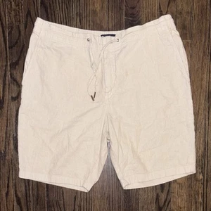 Barbour Shorts Mens 36 Beige Linen Cotton Blend Outdoors Preppy Chino Drawstring - Picture 1 of 6
