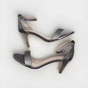 Kelly And Katie 7.5 Kirstie Shoe Ankle Strap Dress Sandal Metallic Fabric - Picture 1 of 8