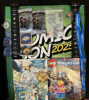 SDCC 2024 25 LEGO MASTERS Minifigure Fortnite Card Comic POP Badge Collector Pin - Image 1 of 4