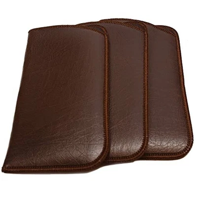 Calabria Slim 眼镜盒柔软棕色 (3 件装)男士/女士 PU 皮革毛毡 S... — 第 1/3 张图片